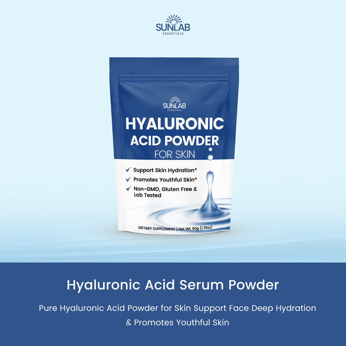 Pure Hyaluronic Acid Powder for Skin & Face (50g)