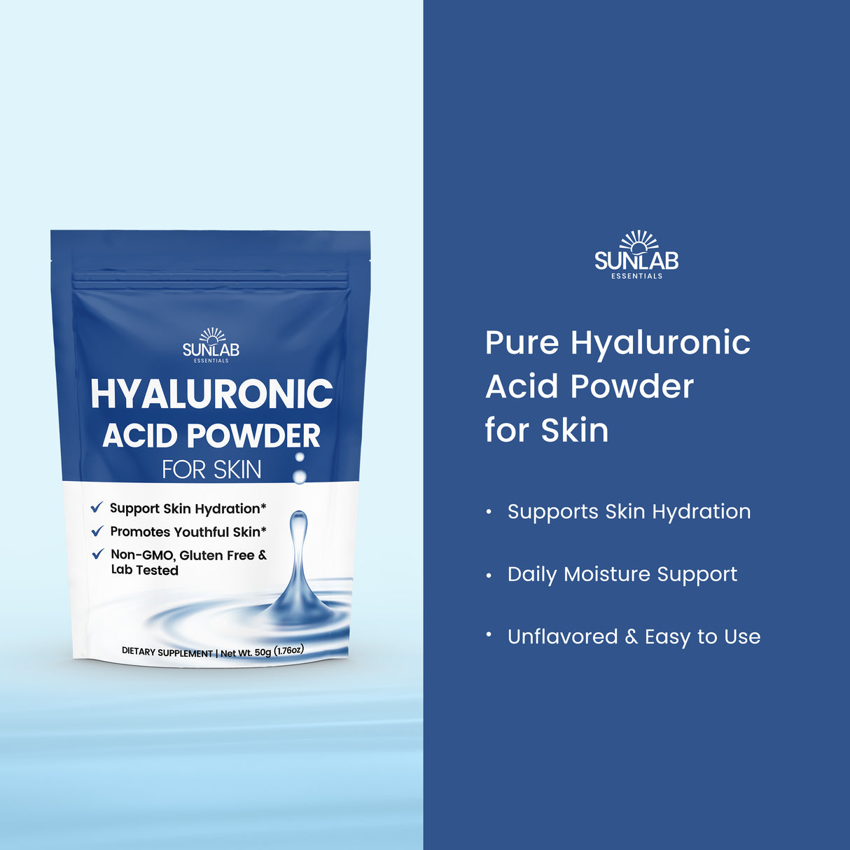 Pure Hyaluronic Acid Powder for Skin & Face (50g)