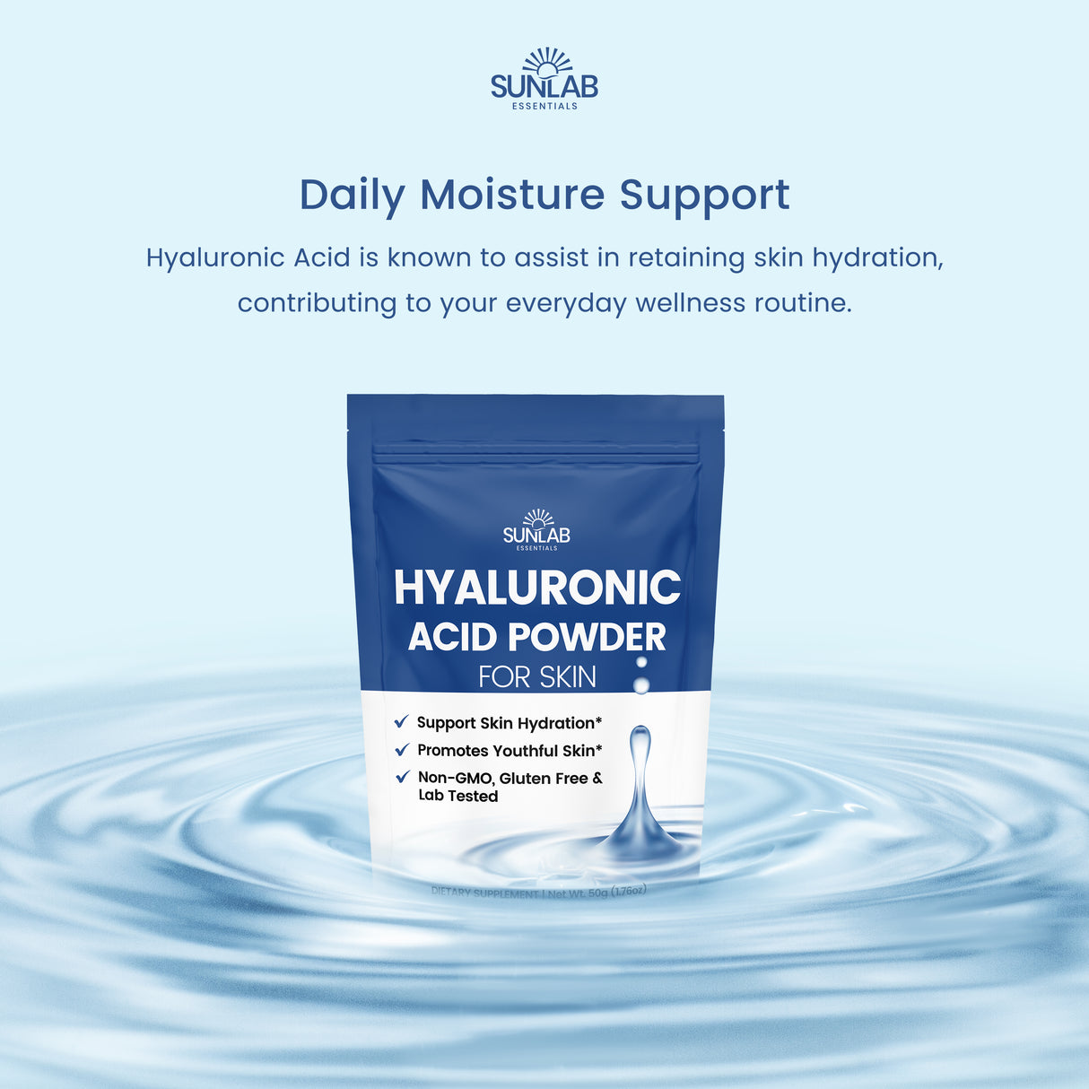 Pure Hyaluronic Acid Powder for Skin & Face (50g)