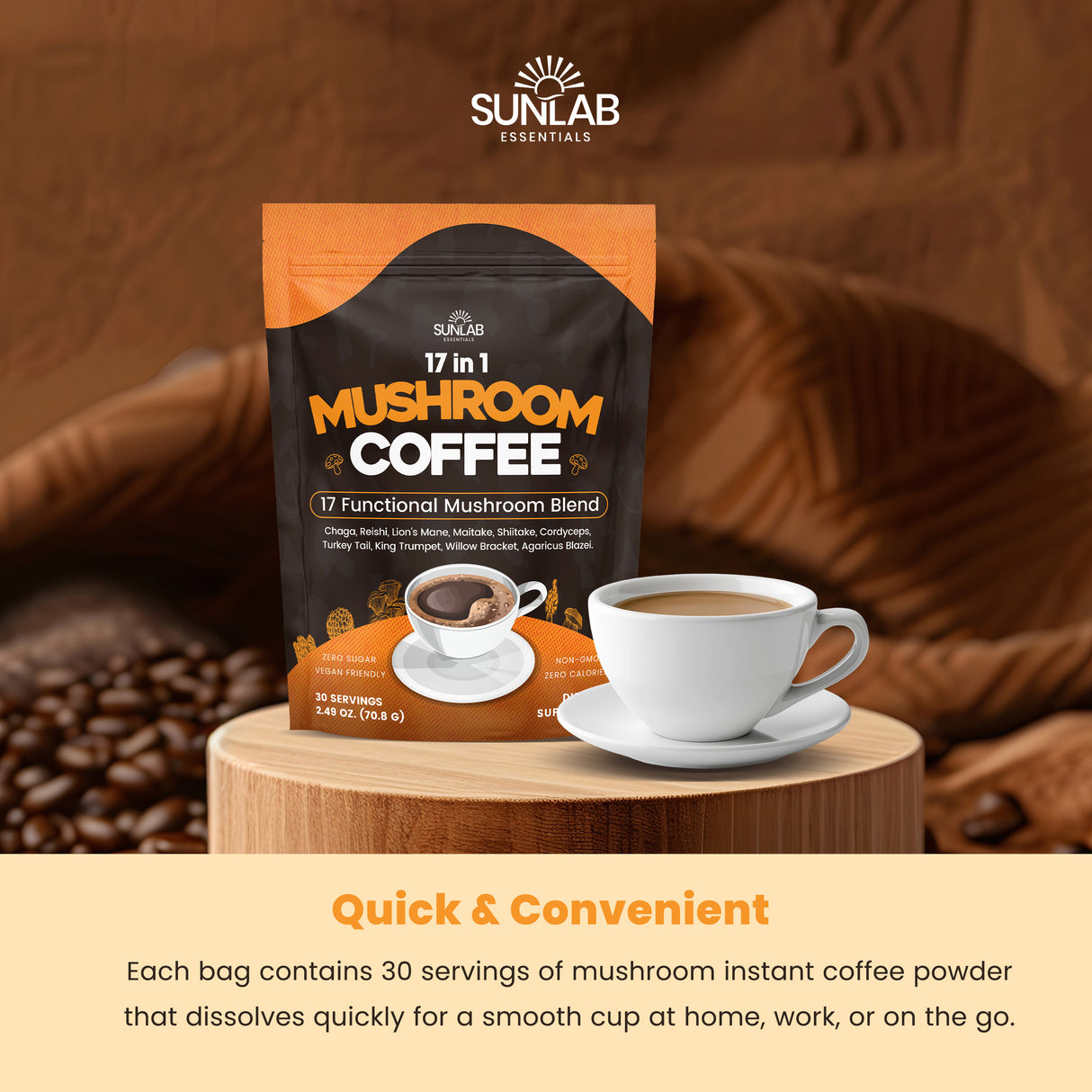 17 Functional Mushroom Blend Instant Coffee (70g)